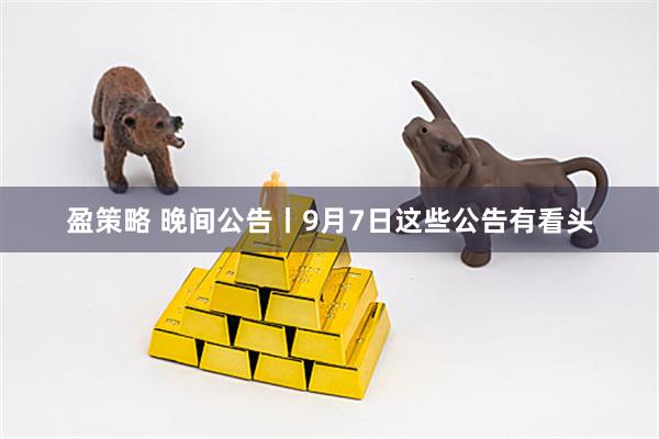 盈策略 晚间公告丨9月7日这些公告有看头
