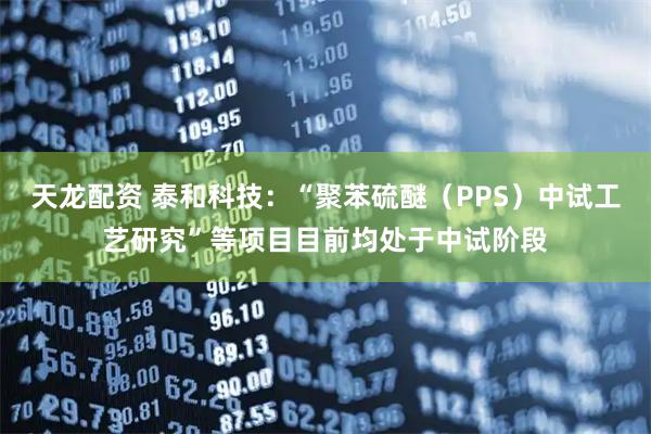 天龙配资 泰和科技：“聚苯硫醚（PPS）中试工艺研究”等项目目前均处于中试阶段